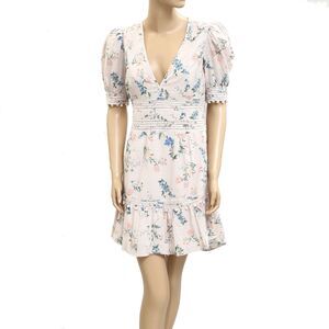 Saylor Anthropologie Summer Sundays Floral Print Mini Dress Puff Sleeve S 282098